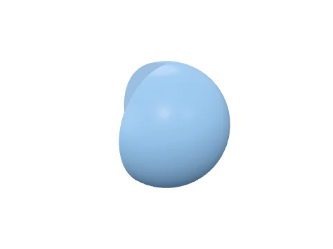 Core–shell particle, rendered in 3D