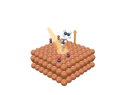 Cu100 with *CO CO₂ reduction, a 3D model rendered in the LabCanvas 3D Studio