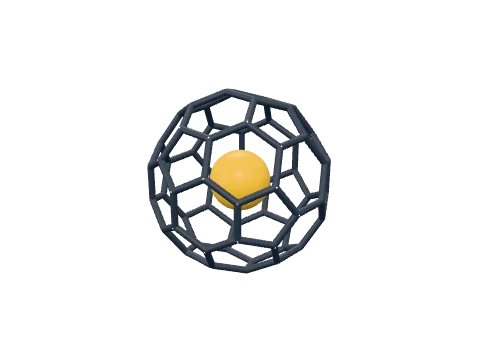 Endohedral fullerene, rendered in 3D