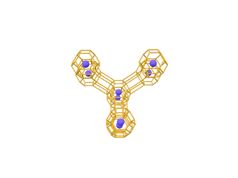 Faujasite (zeolite Y), rendered in 3D