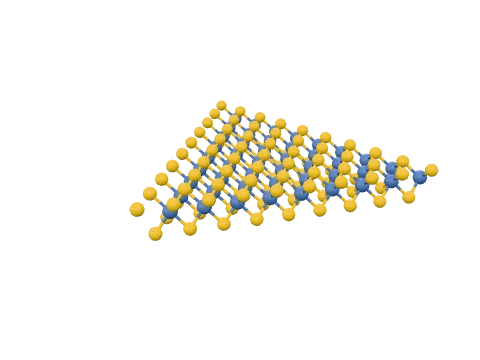 MoS₂ (1T, triangle flake), rendered in 3D