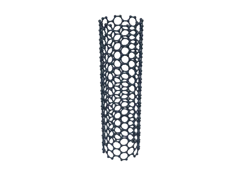 Carbon nanotube, rendered in 3D