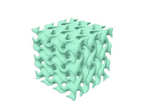 Printed scaffold, rendered in 3D