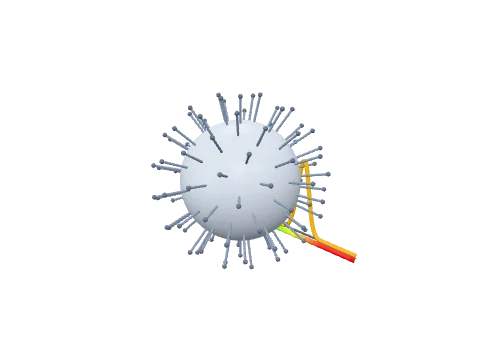 Quantum dot (smooth, glowing), rendered in 3D