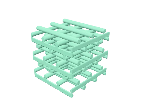 Printed scaffold (woodpile), rendered in 3D