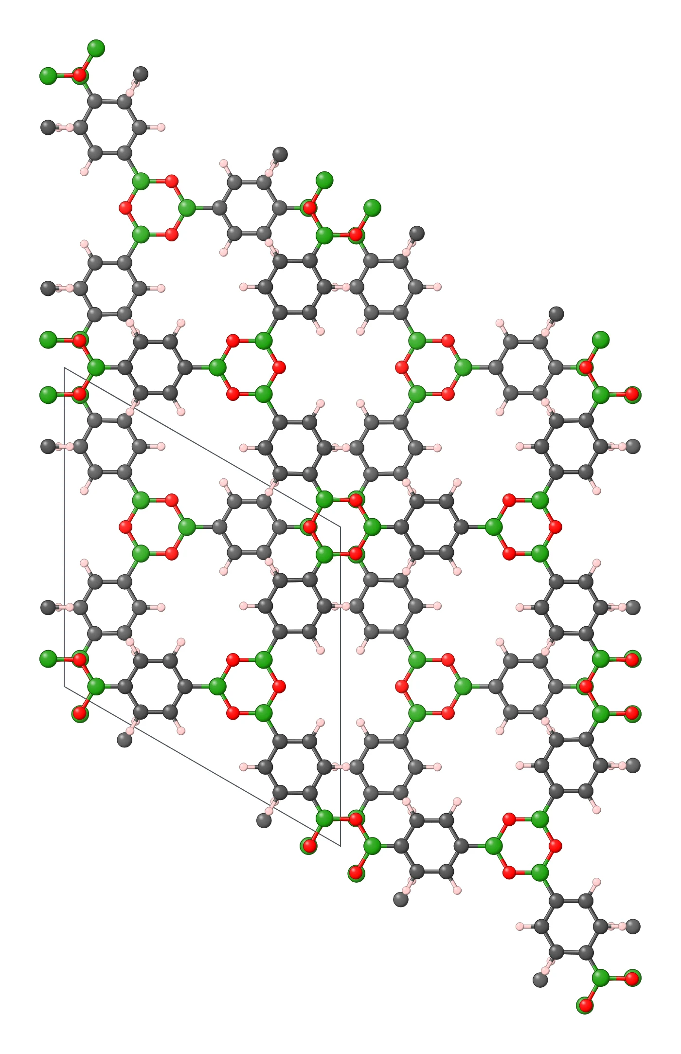 COF-1 crystal structure drawn from its crystal file
