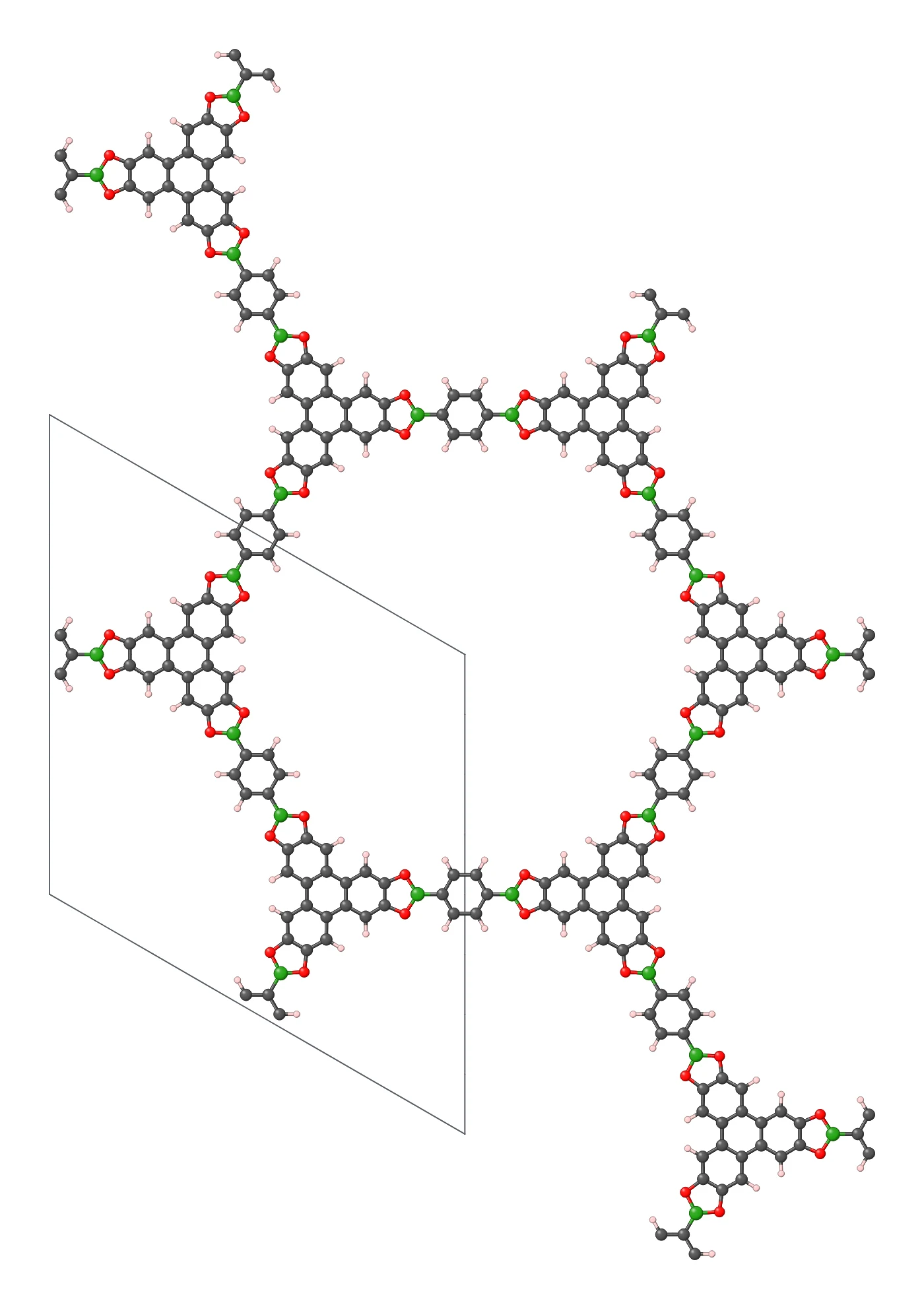 COF-5 crystal structure drawn from its crystal file