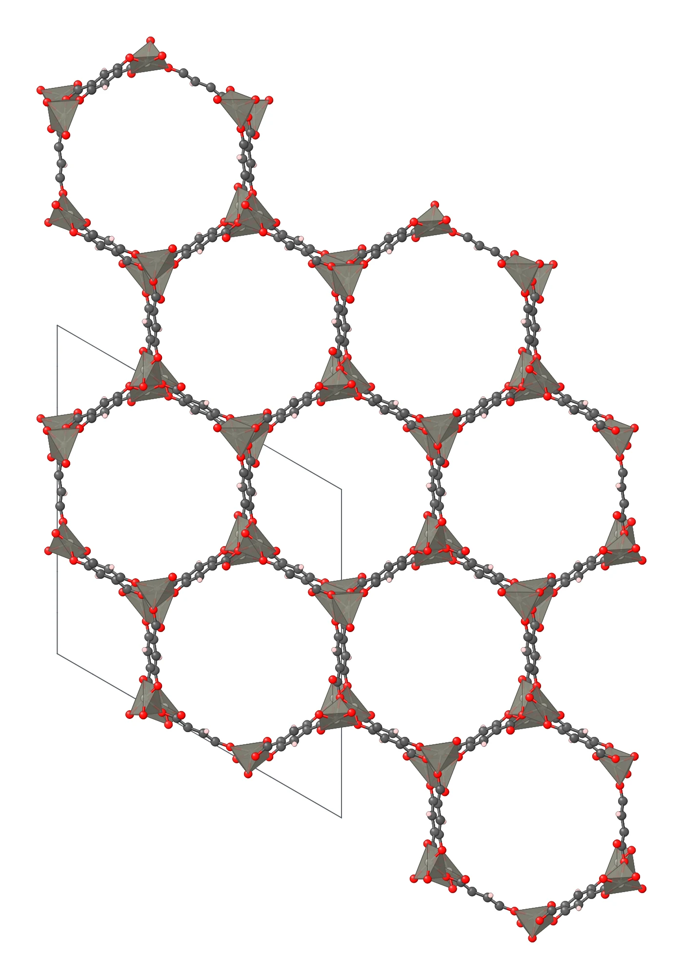 MOF-74 crystal structure drawn from its crystal file