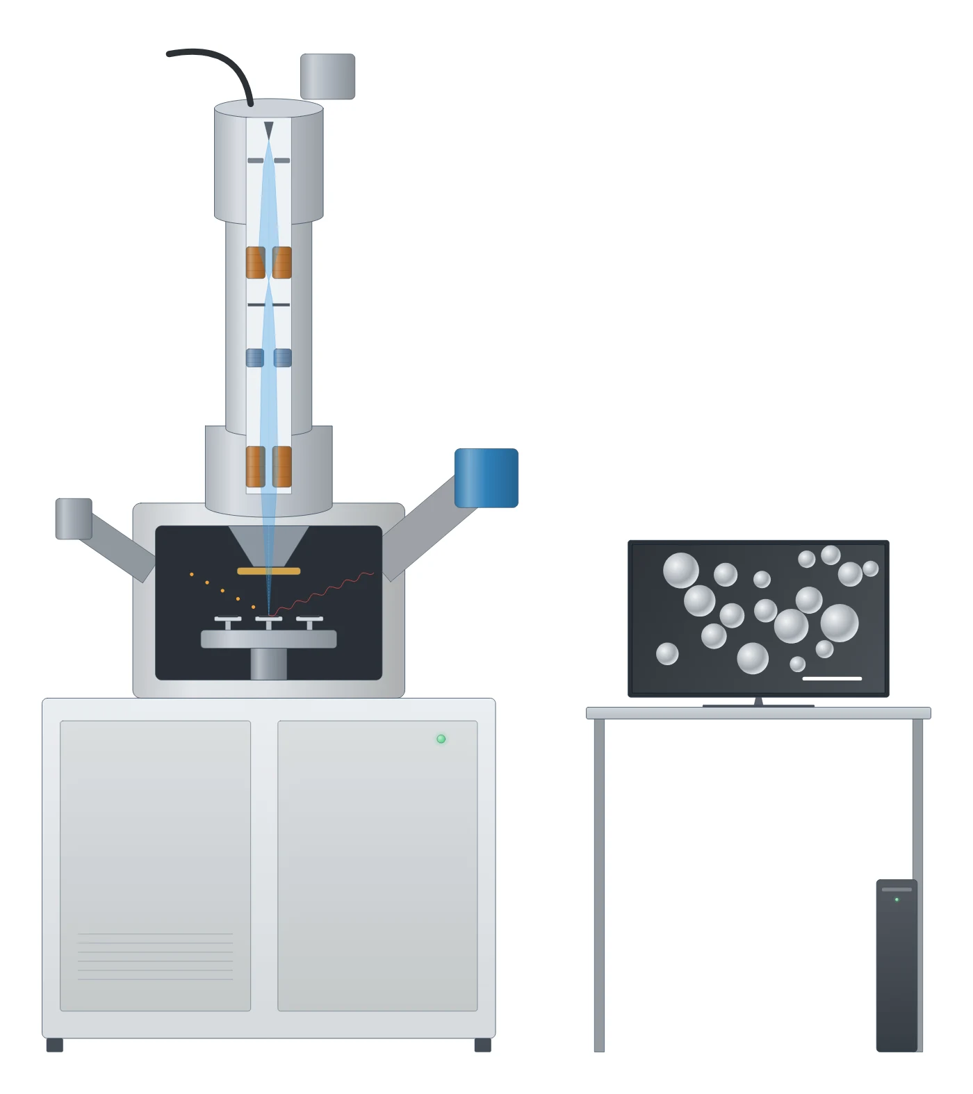 Scanning electron microscopy (SEM) instrument drawn as a LabCanvas Library object