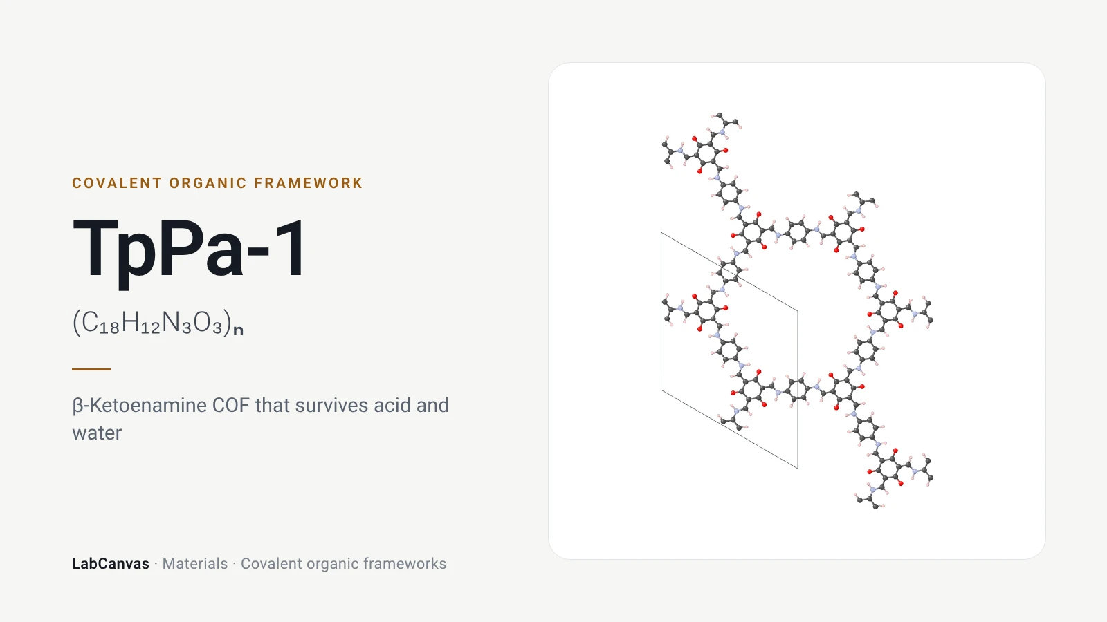 TpPa-1: β-Ketoenamine COF that survives acid and water ((C₁₈H₁₂N₃O₃)ₙ)