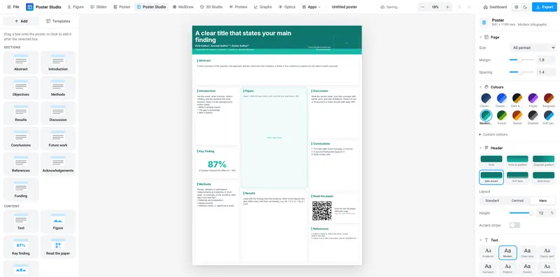 Poster Studio: The Modern Infographic template on an A0 page