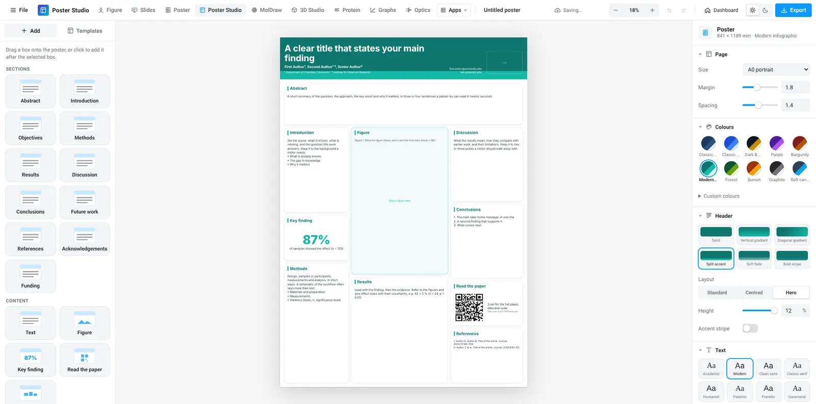 Poster Studio: The Modern Infographic template on an A0 page