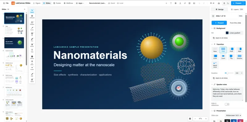 Slides: A lecture deck with vector figures and transitions