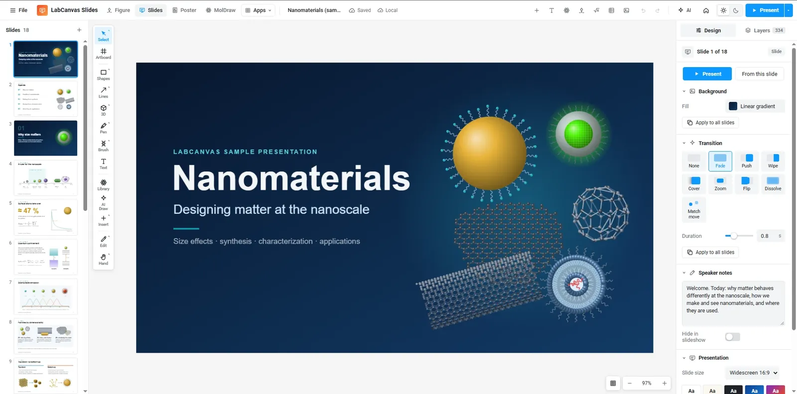 Slides: A lecture deck with vector figures and transitions