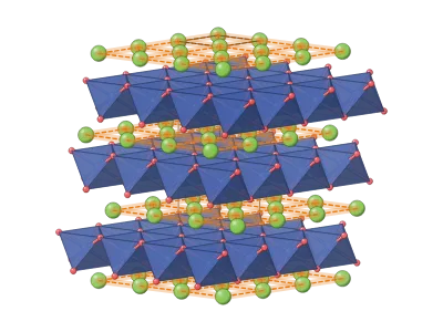 LiCoO₂ with 2D lithium planes: Battery electrode materials atom by atom from their crystal structures: layered LiCoO₂ and NMC (R-3m), olivine LiFePO₄ (Pnma), spinel LiMn₂O₄ (Fd-3m), graphite and LiC₆; polyhedra or ball-and-stick, lithium taken out evenly or behind a two-phase front, diffusion paths and the unit cell