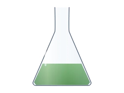 Flask: Erlenmeyer, round-bottom or volumetric flask with liquid