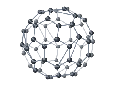 Fullerene: C₆₀ buckyball: ball-and-stick, wireframe or faceted