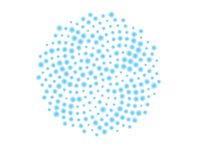 Particle spiral: Dots in patterns: ions, molecules, sparks, scatter, aerosols