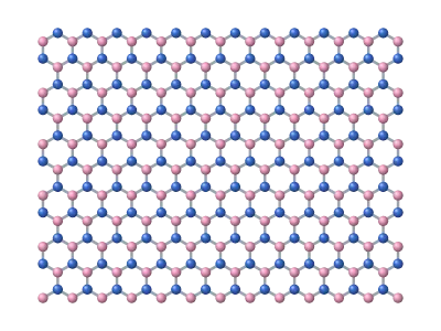 h-BN: 2D material sheet: graphene, h-BN, MoS₂ or MXene, flat or tilted