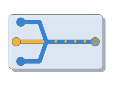 Microfluidic chip: Chip with channels: droplet T-junction, flow focusing, serpentine mixer or gradient