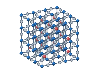 MOF: Metal–organic framework: metal nodes, organic linkers, guests in the pores