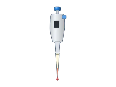 Micropipette: Air-displacement micropipette with tip and liquid