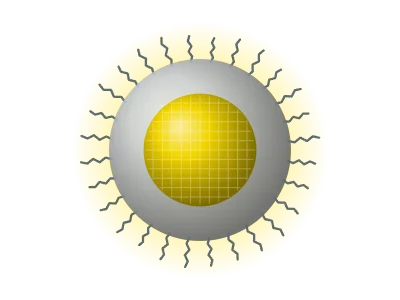Quantum dot: Core/shell quantum dot glowing at its emission wavelength