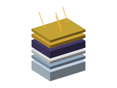 Solar cell: Layer stack of a solar cell (perovskite, silicon, organic, tandem), exploded or compact