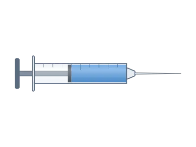 Syringe: Syringe with needle, plunger and liquid