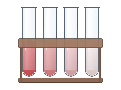 Test tubes: One test tube or a rack of tubes with different liquids