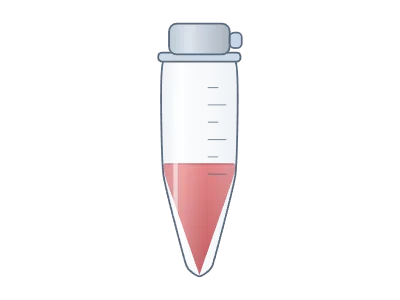 Eppendorf tube: Microcentrifuge tube with cap, liquid level and pellet