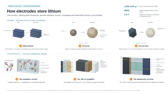 How electrodes store lithium: editable figure template
