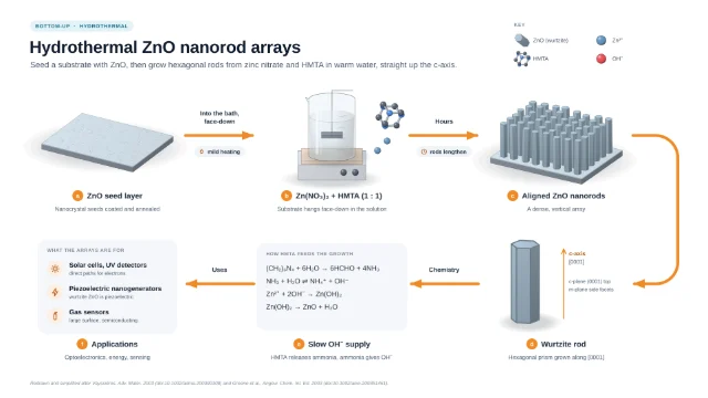 Hydrothermal growth of ZnO nanorod arrays: editable figure template