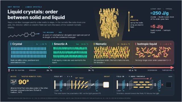Liquid crystals: order between solid and liquid: editable figure template