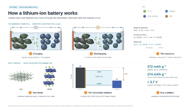 How a lithium-ion battery works: editable figure template