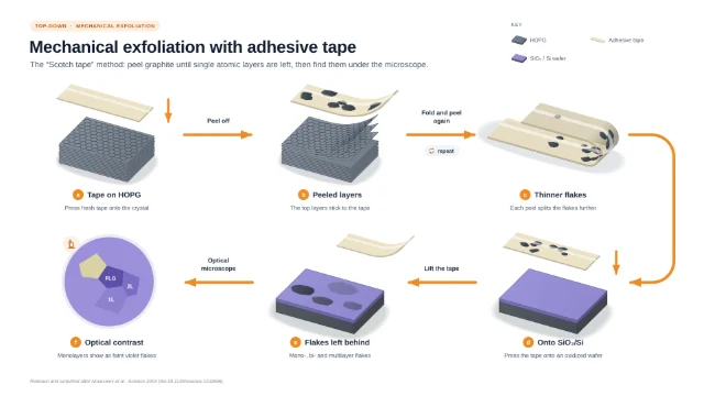 Mechanical exfoliation with adhesive tape: editable figure template