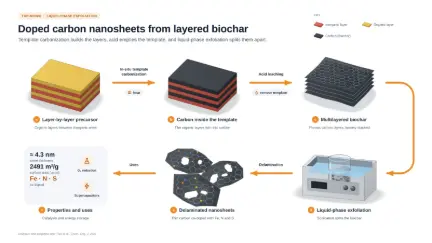 Doped carbon nanosheets from layered biochar: editable graphical abstract template