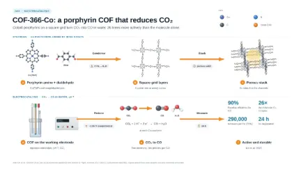 COF-366-Co: cobalt porphyrin COF for CO₂ reduction: editable graphical abstract template