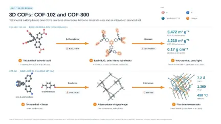 3D COFs: COF-102 and COF-300: editable graphical abstract template