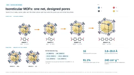 Isoreticular MOFs: one net, designed pores: editable graphical abstract template