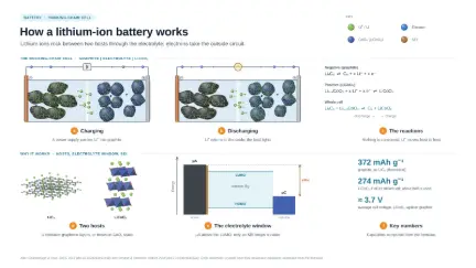 How a lithium-ion battery works: editable graphical abstract template