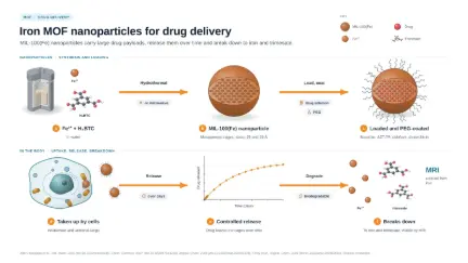 Iron MOF nanoparticles for drug delivery: editable graphical abstract template