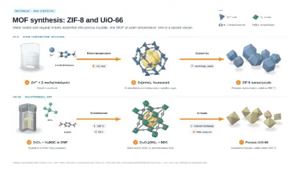 MOF synthesis: ZIF-8 and UiO-66: editable graphical abstract template