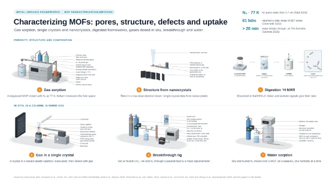 Characterizing MOFs: pores, structure, defects and uptake: editable figure template