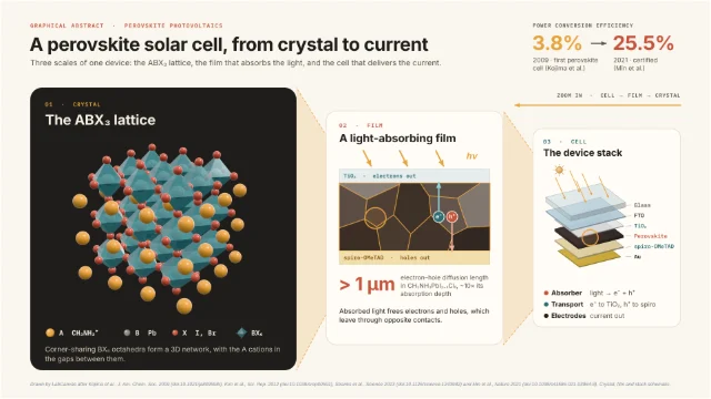 Perovskite solar cell: from crystal to device: editable figure template