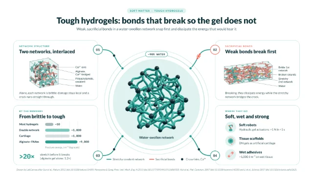 Tough hydrogels: sacrificial bonds that break so the gel does not: editable figure template