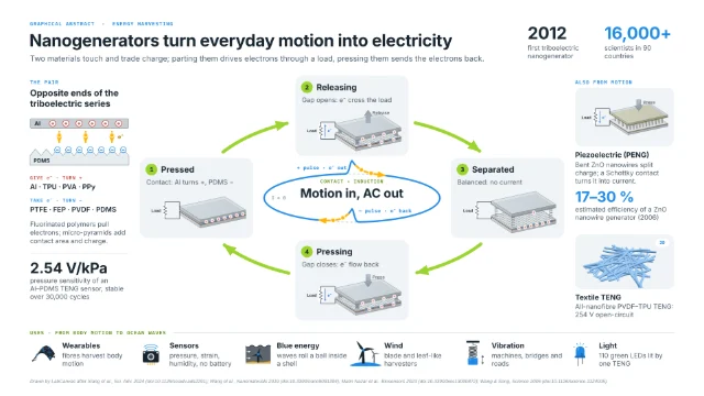 Triboelectric nanogenerators: turning everyday motion into electricity: editable figure template