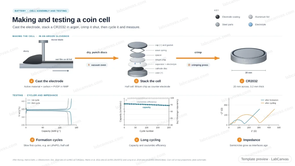 Making and testing a coin cell: preview of the editable figure template