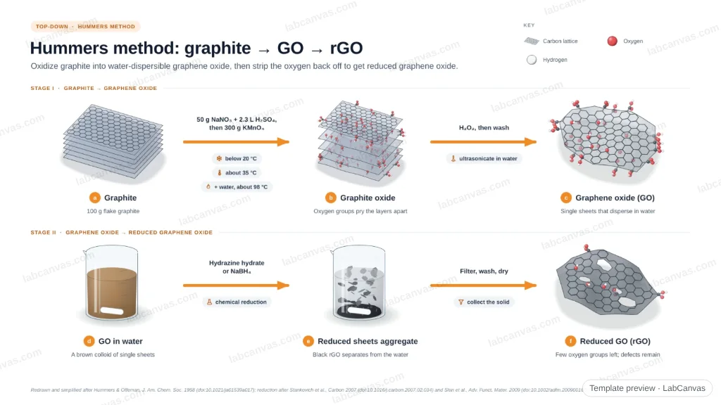 Hummers method: graphite to GO to rGO: preview of the editable figure template