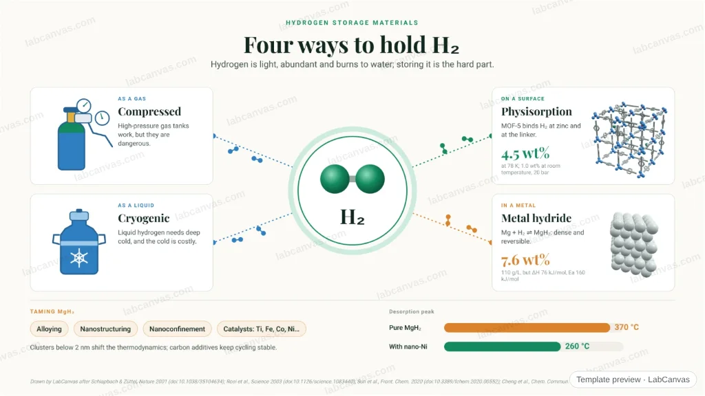 Hydrogen storage materials: four ways to hold H₂: preview of the editable figure template